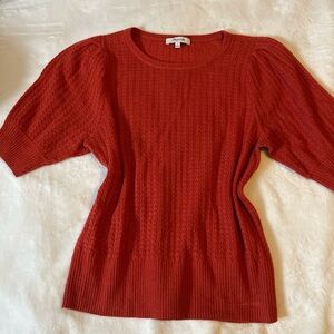 Madewell boho burnt orange knit short sleeve sweater